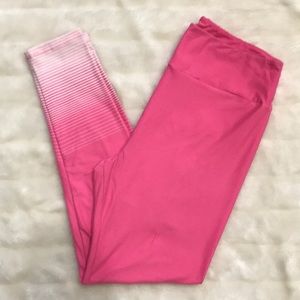 pink TC [LuLaRoe] leggings w/ white stripe detail